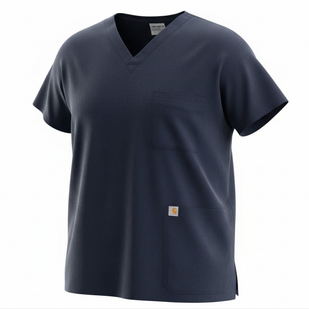 CARHARTT | Dark Navy Blue Women's‎ Scrub Top Two Front Pockets Modern Fit | 3X